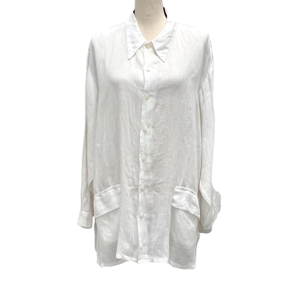 CP Shades Jackets & Blazers - CP SHADES WHITE LINEN TUNIC LENGTH SHIRT/JACKET - SHACKET